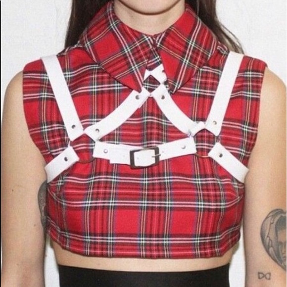 deandri Tops - DEANDRI plaid collar top